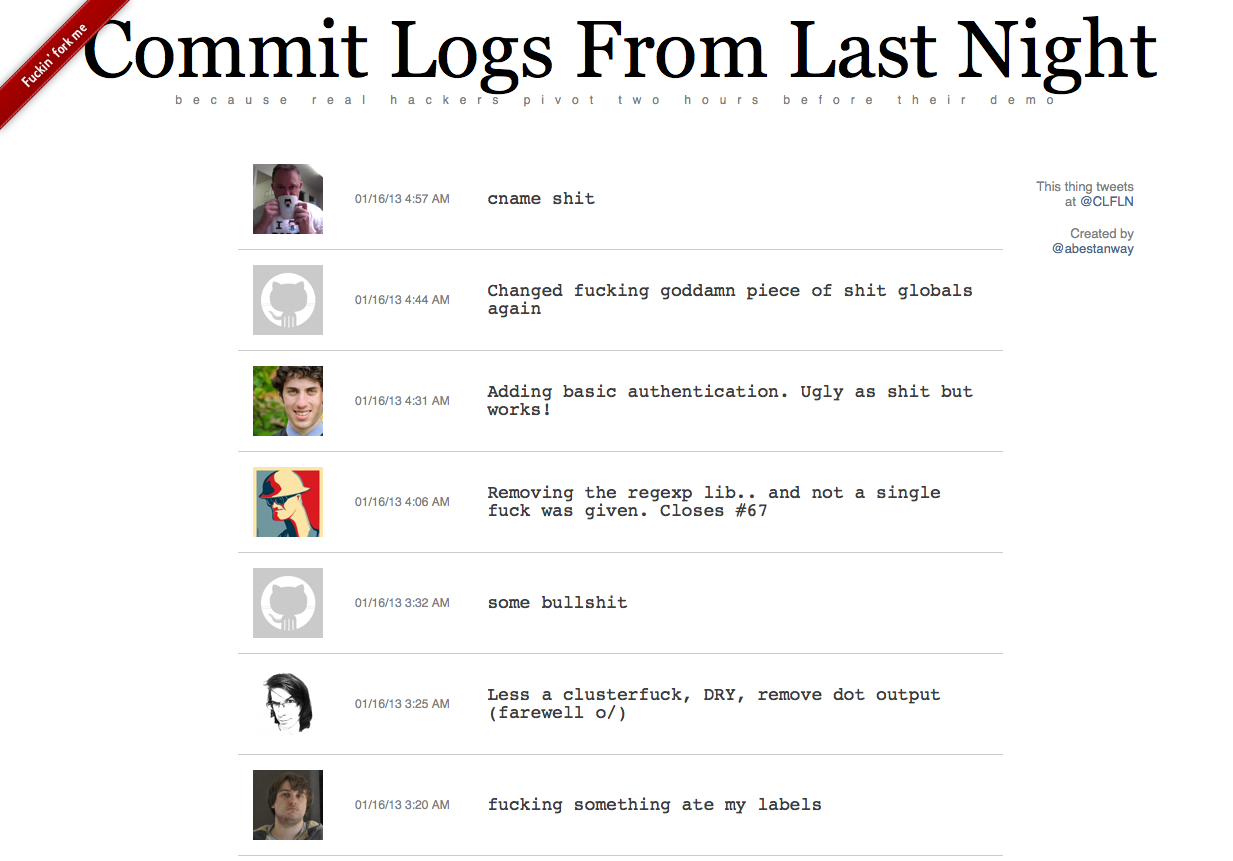 I know what you did last night the commit logs from last night