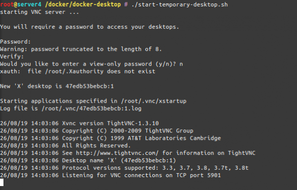 a throw-away remote VNC linux desktop in a docker container ...